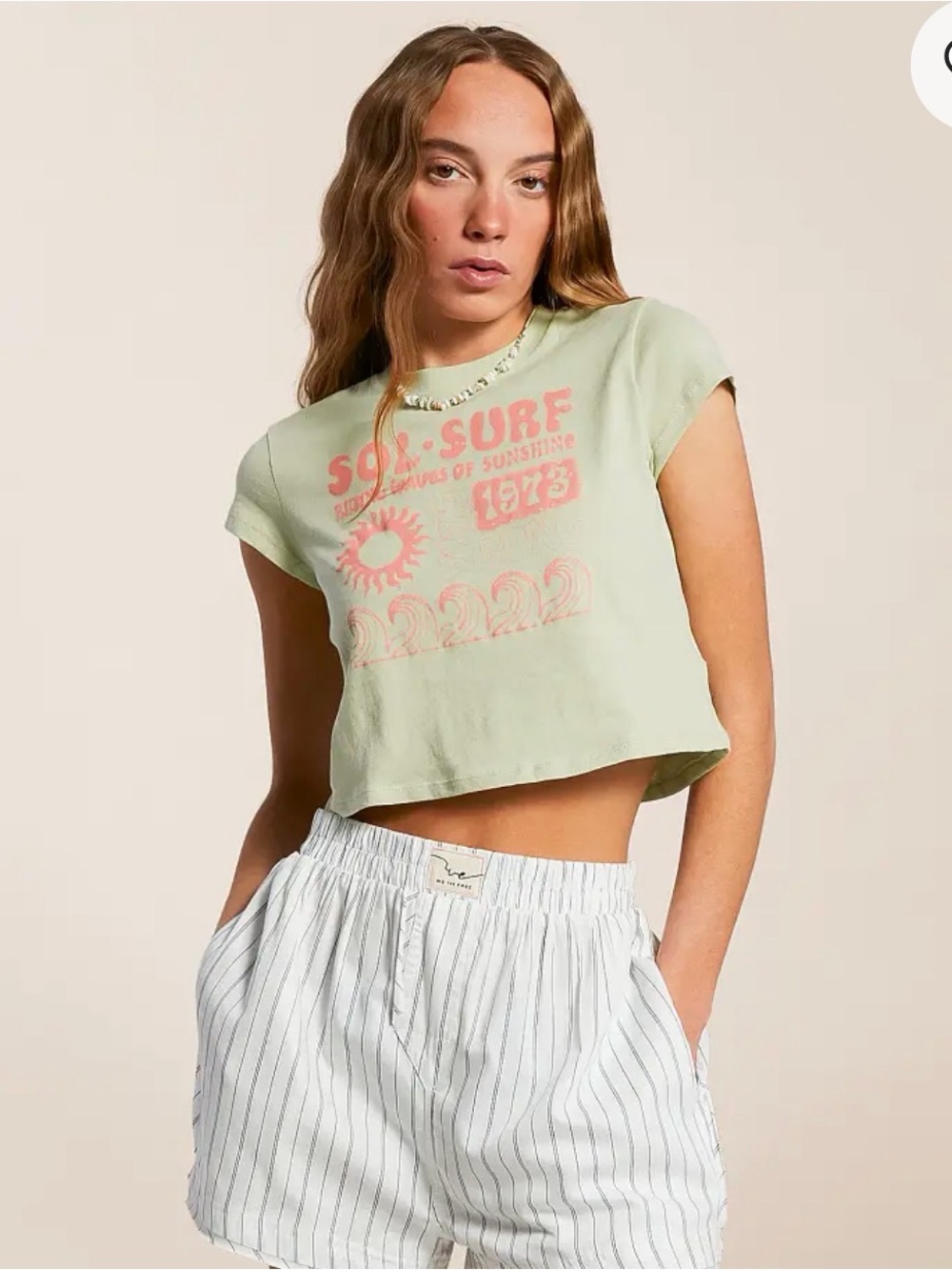 NWT Billabong Sol Surf Lime Green Crop Tee